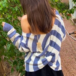 Off Shoulder Wrap Stripe Sweater NWT